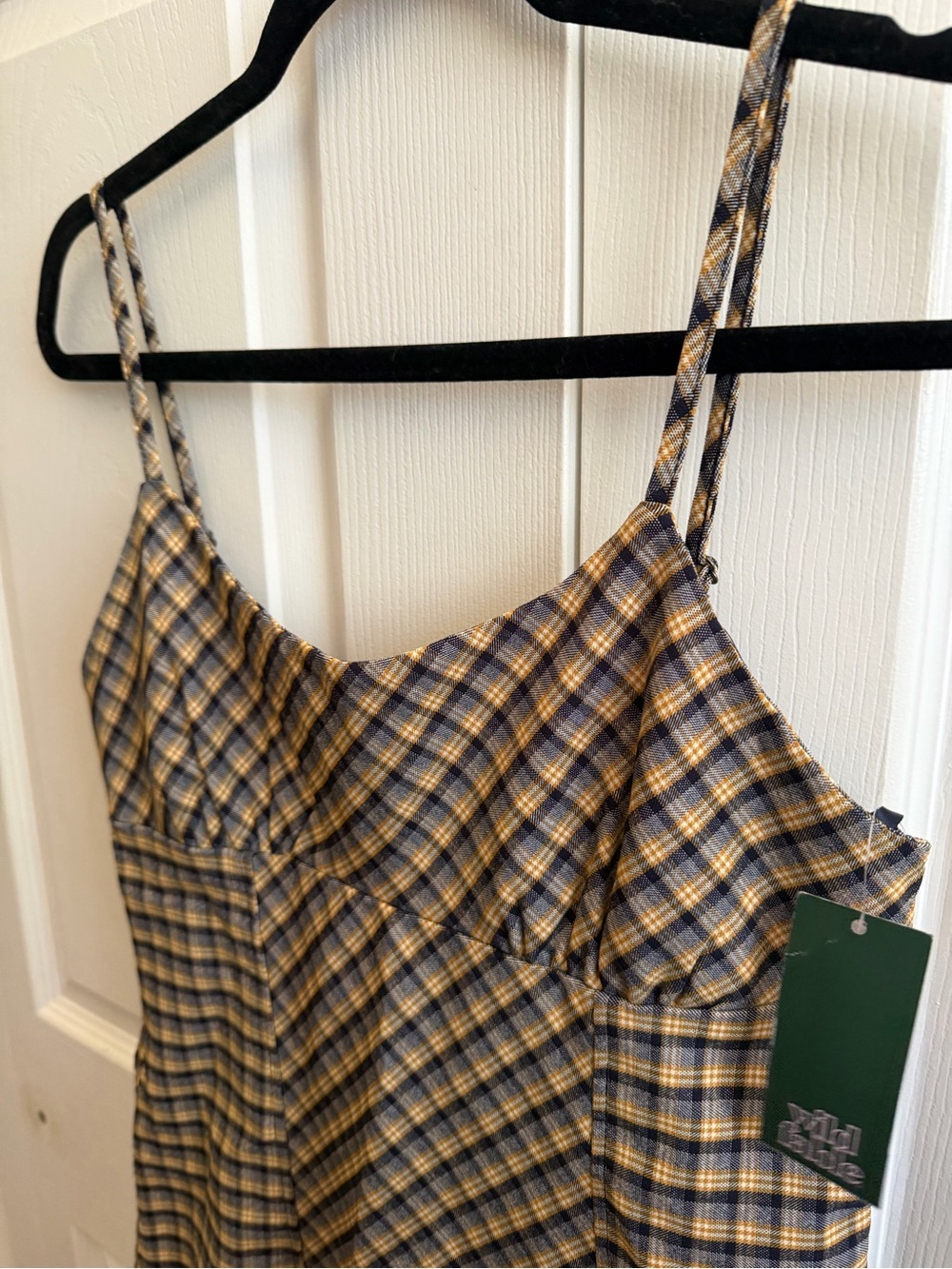 wild fable yellow and black plaid mini dress - Picture 4 of 7